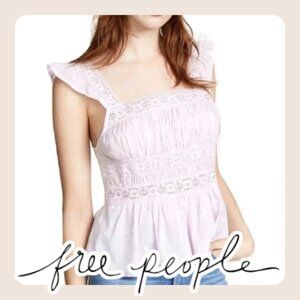 Free People | fleurs smock lilac combo lace crop top